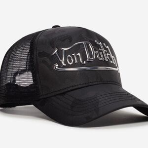 Von Dutch Black Camo Trucker Hat with metallic logo l• Limited Feel